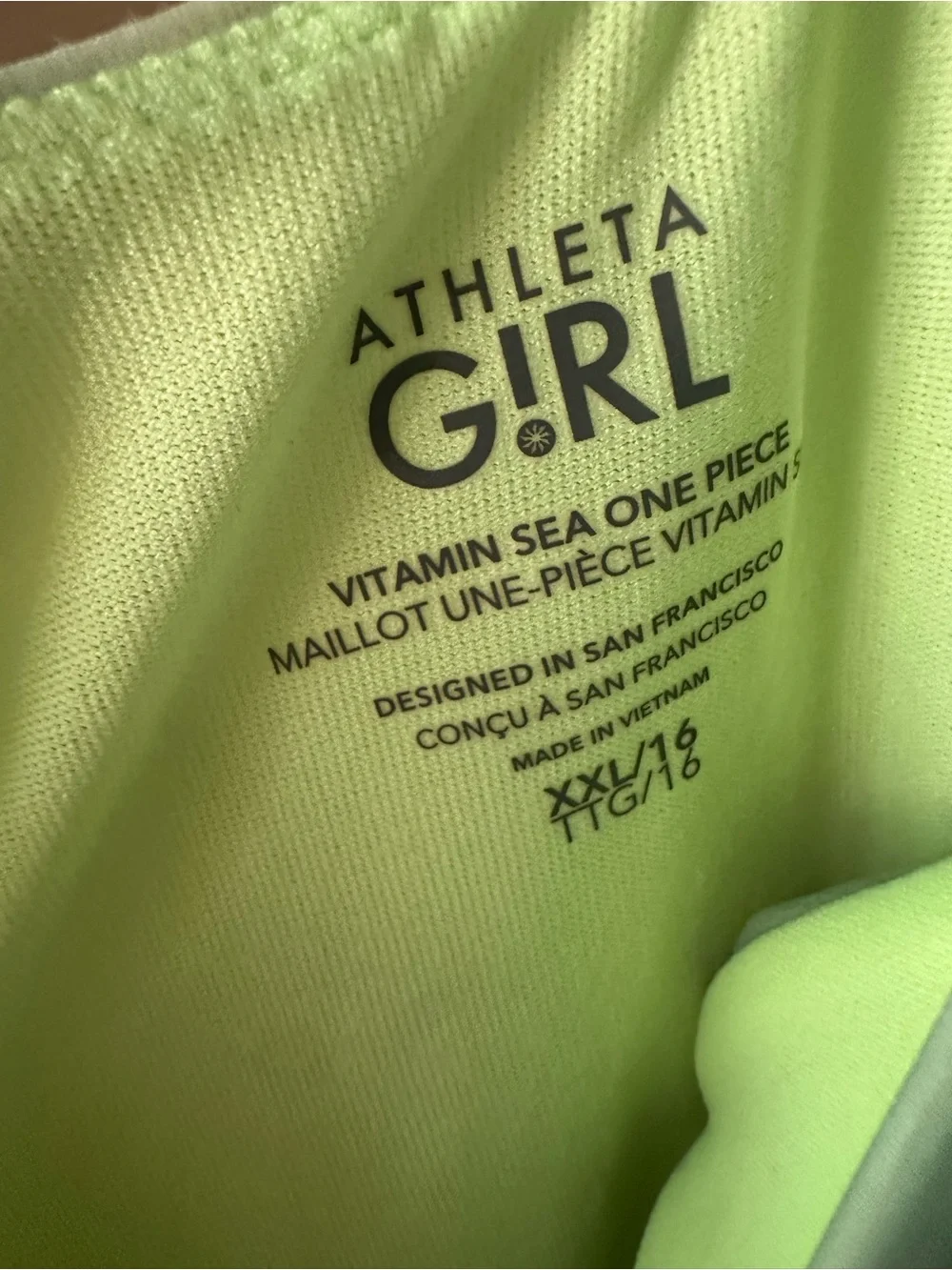 Athleta Kids One-Piece Swimsuit in Light Green and Pale Yellow Tie-Dye